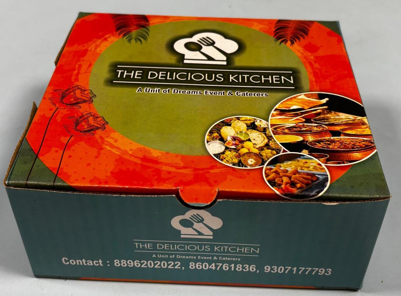 The Delicious Kitchen catering printed box